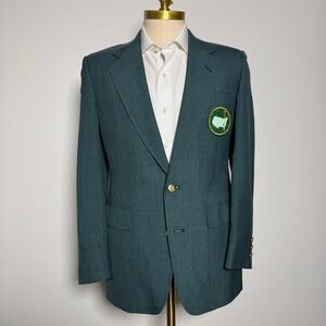Hart Schaffner Marx Masters Golf Blazer Jacket Green Gold Buttons Patch Mens 38R